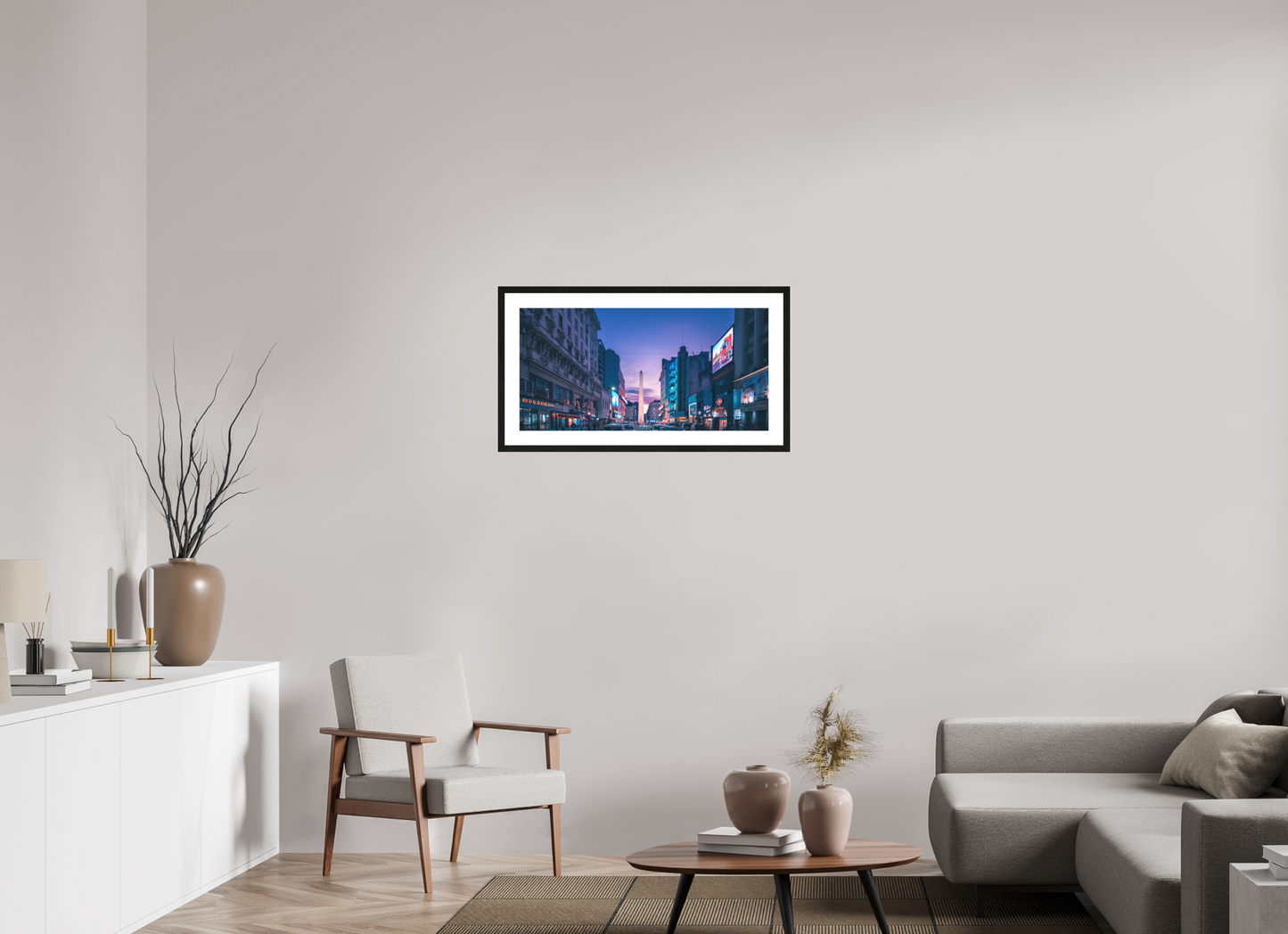 32 x 16″, 1. Solid Wood Frame With Passe-partout Obelisco, Buenos Aires | Fine Art Photography by Diego Leon